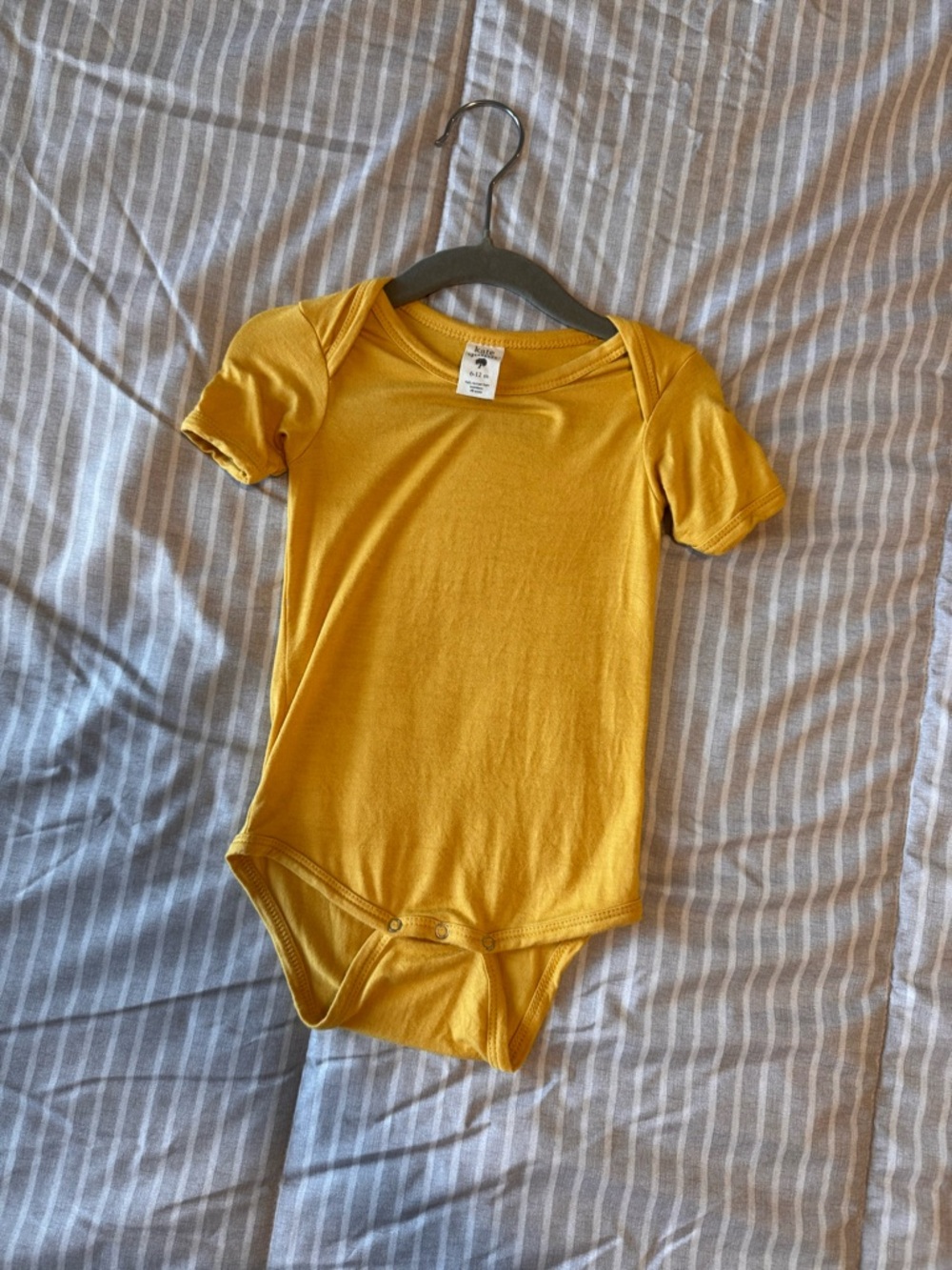 kate quinn Mustard Short-Sleeve Baby One-Piece Bodysuit